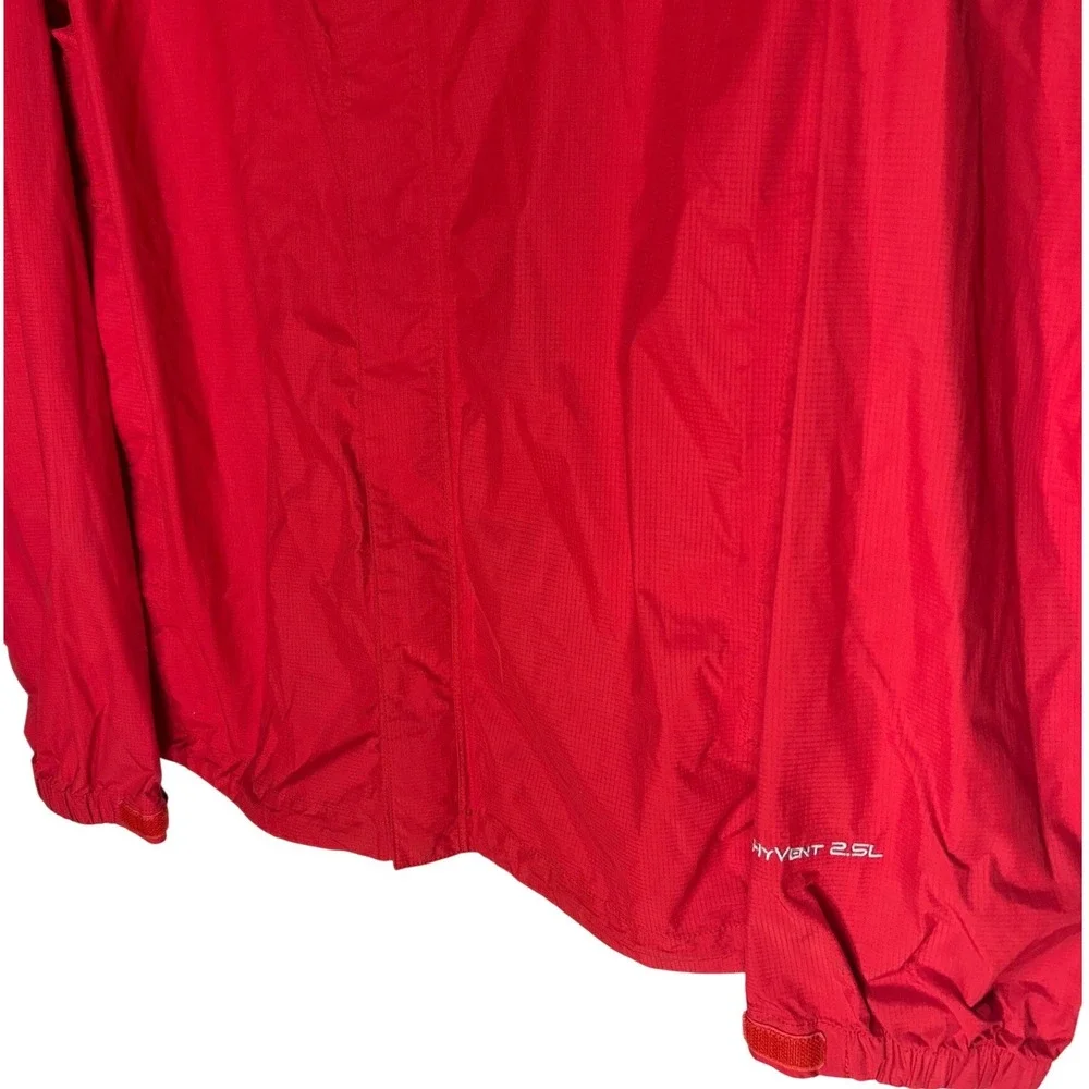 The North Face Mens HyVent 2.5L Windbreaker Jacket Red Hooded Shell Size Medium